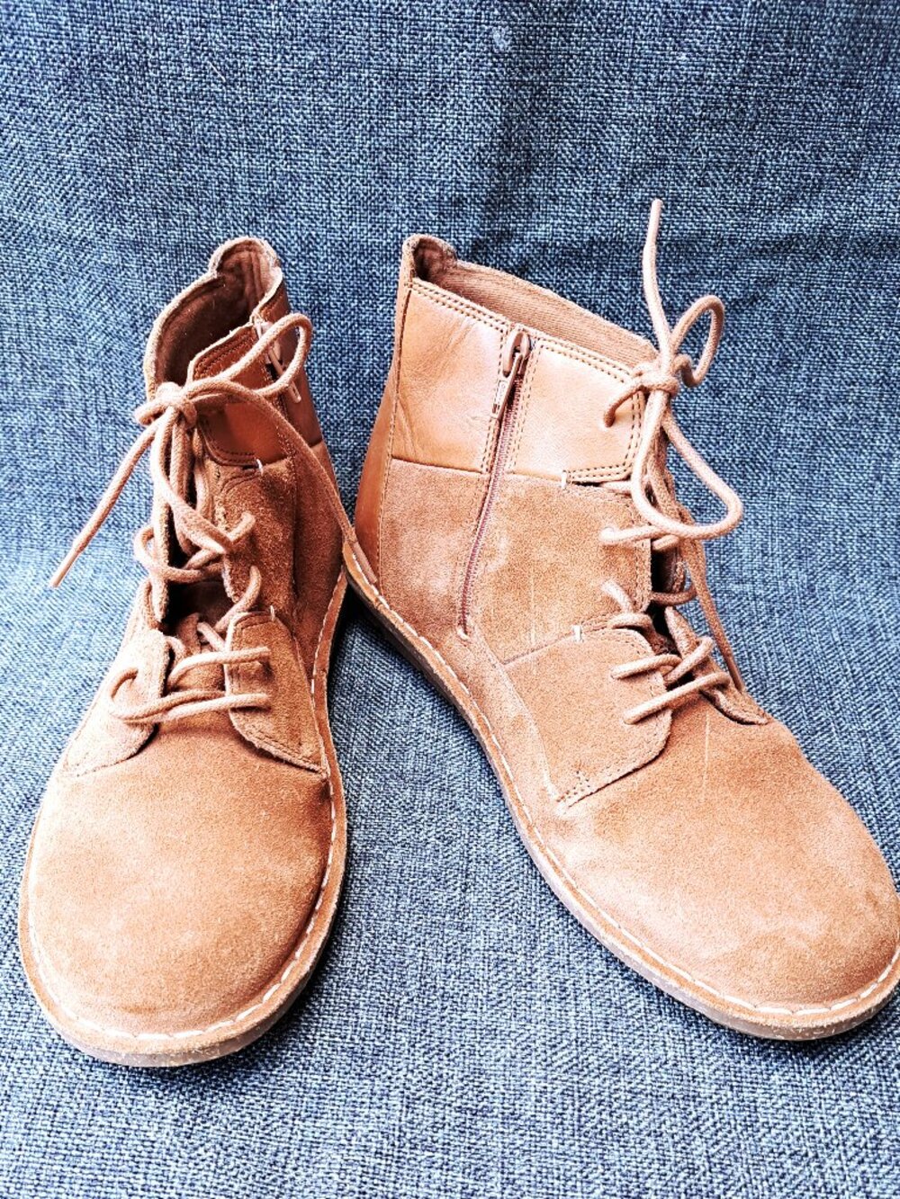LADIES BROWN SUEDE CLARK COLLECTION BOOTS LACE FRONT & SIDE ZIPPER SIZE 9 M NWT